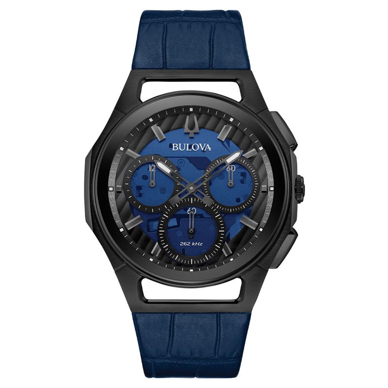 BULOVA - Reloj Bulova Hombre Curv. Reloj Cuero Azul 98A232