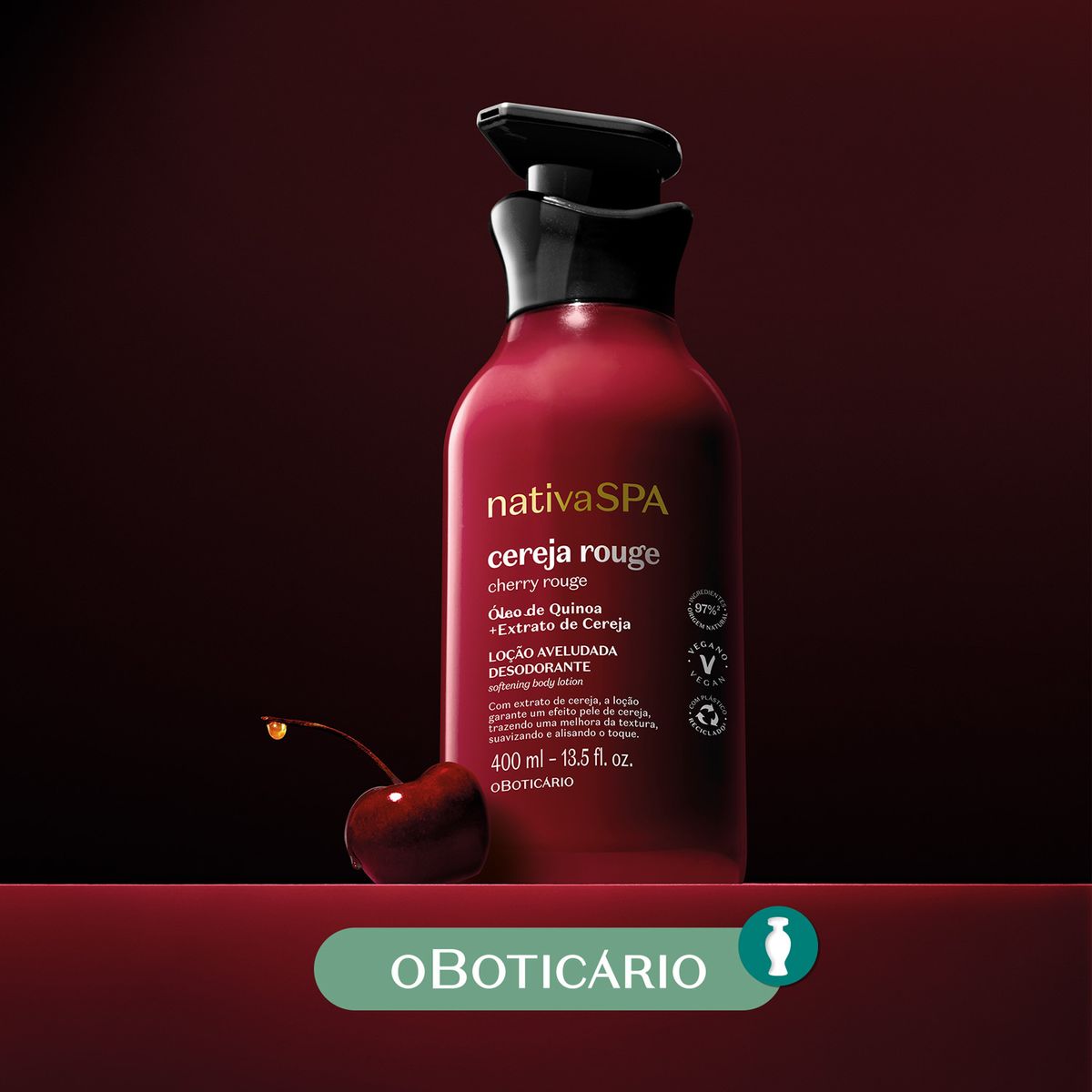 NATIVA SPA - Crema Loción Hidratante Corporal Nativa Spa O Boticario Cereja Rouge Para Todo tipo de piel 400ml 