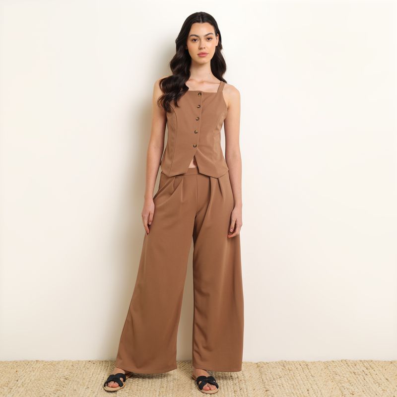 UNIVERSITY CLUB - Pantalón Wide leg Mujer Tiro medio University Club