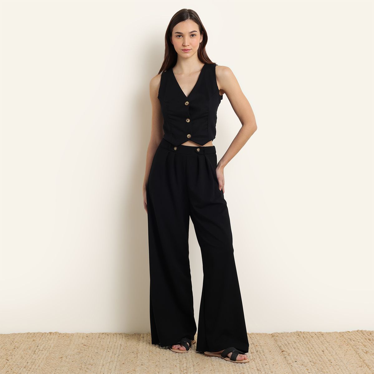 UNIVERSITY CLUB - Pantalón Wide leg Mujer Tiro medio University Club