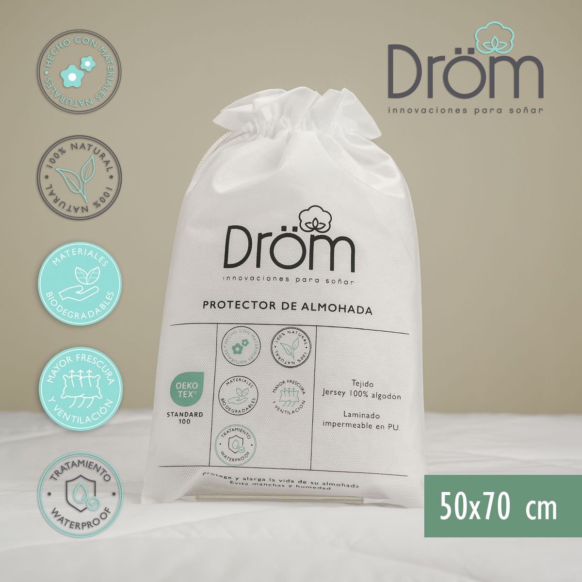 DROM - Protector de Almohada Industrial 50X70 cm