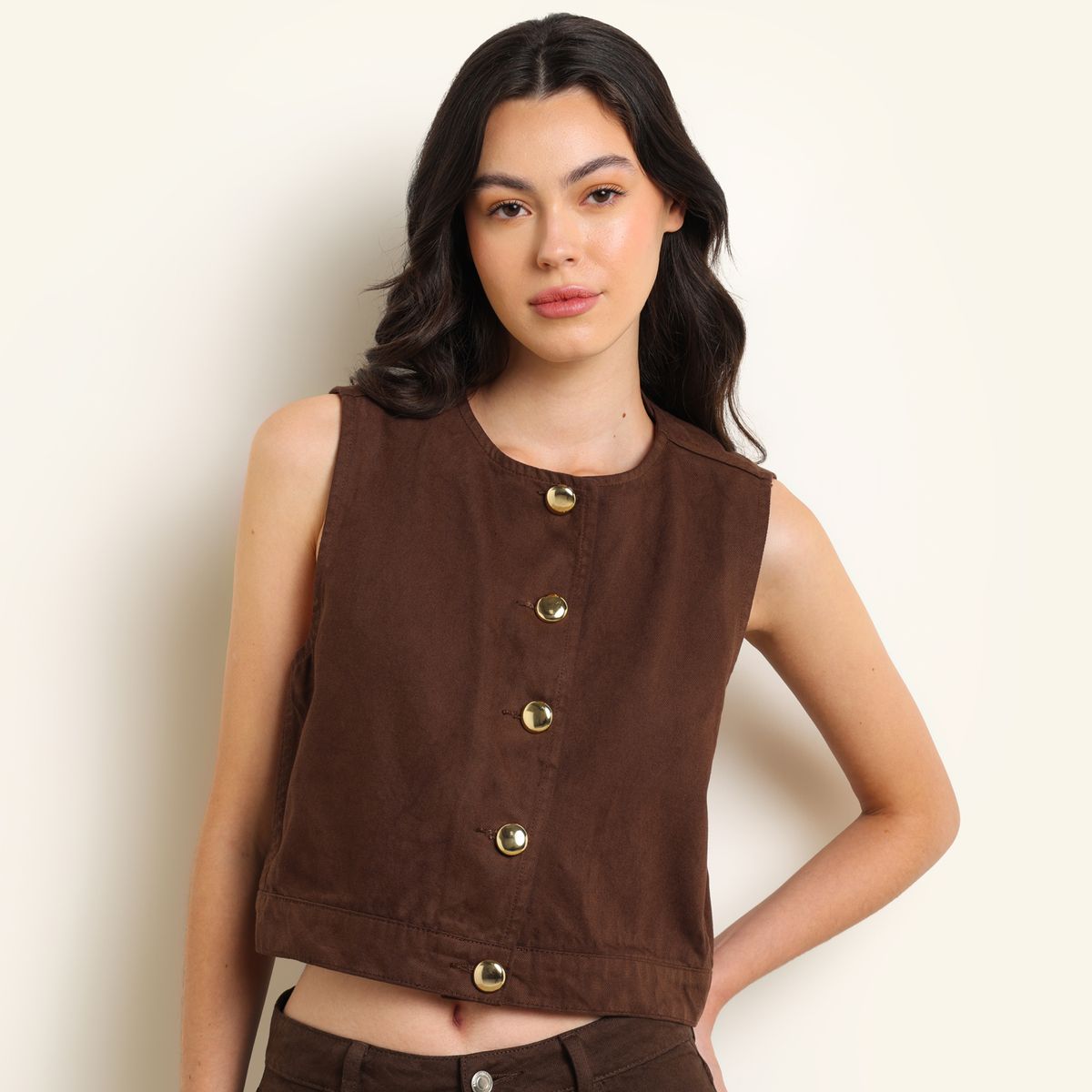 BASEMENT - Chaleco Mujer Recto BASEMENT