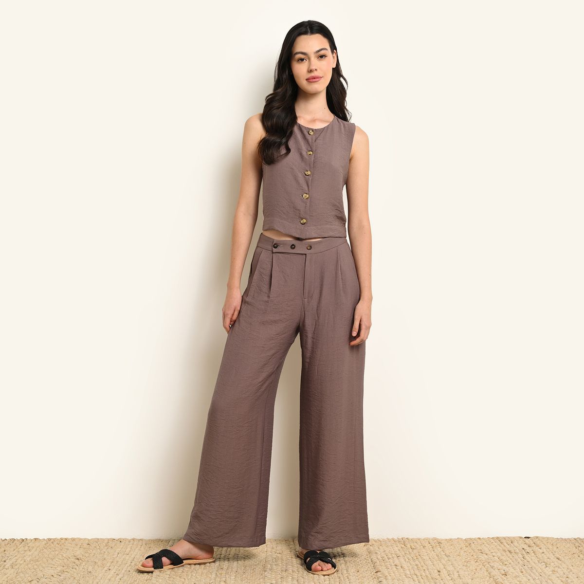 BASEMENT - Pantalón Recto Mujer Tiro alto Basement