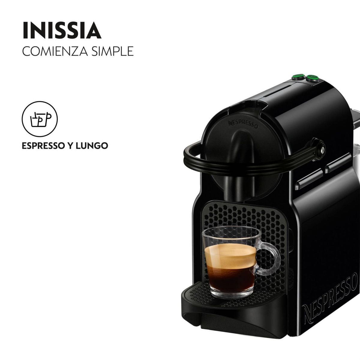 NESPRESSO - Cafetera de Cápsulas Nespresso Inissia Negra con Espumador de Leche