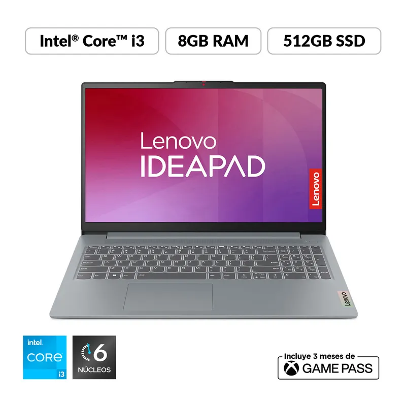 LENOVO - Portátil Lenovo Ideapad Slim 3 | Intel Core i3 | 8GB de RAM | 512GB SSD de Almacenamiento | Windows 11 | Pantalla 15.6 pulgadas | IP Slim 3 | Computador Portátil
