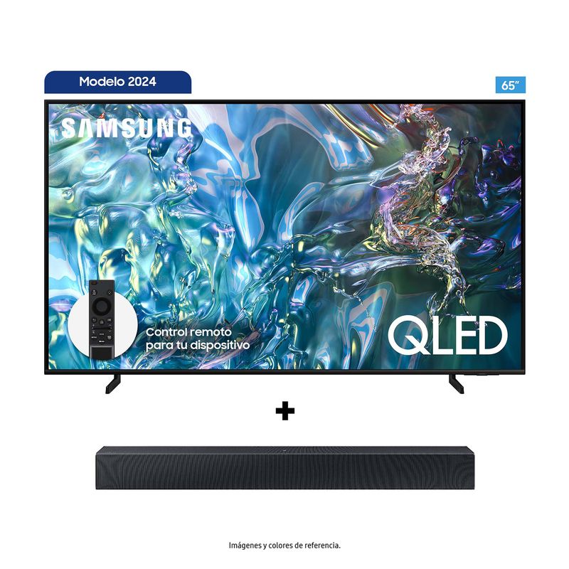 SAMSUNG - Combo Televisor + Barra Samsung | 65 pulgadas QLED 4K QN65Q60 | Barra de sonido HWC400