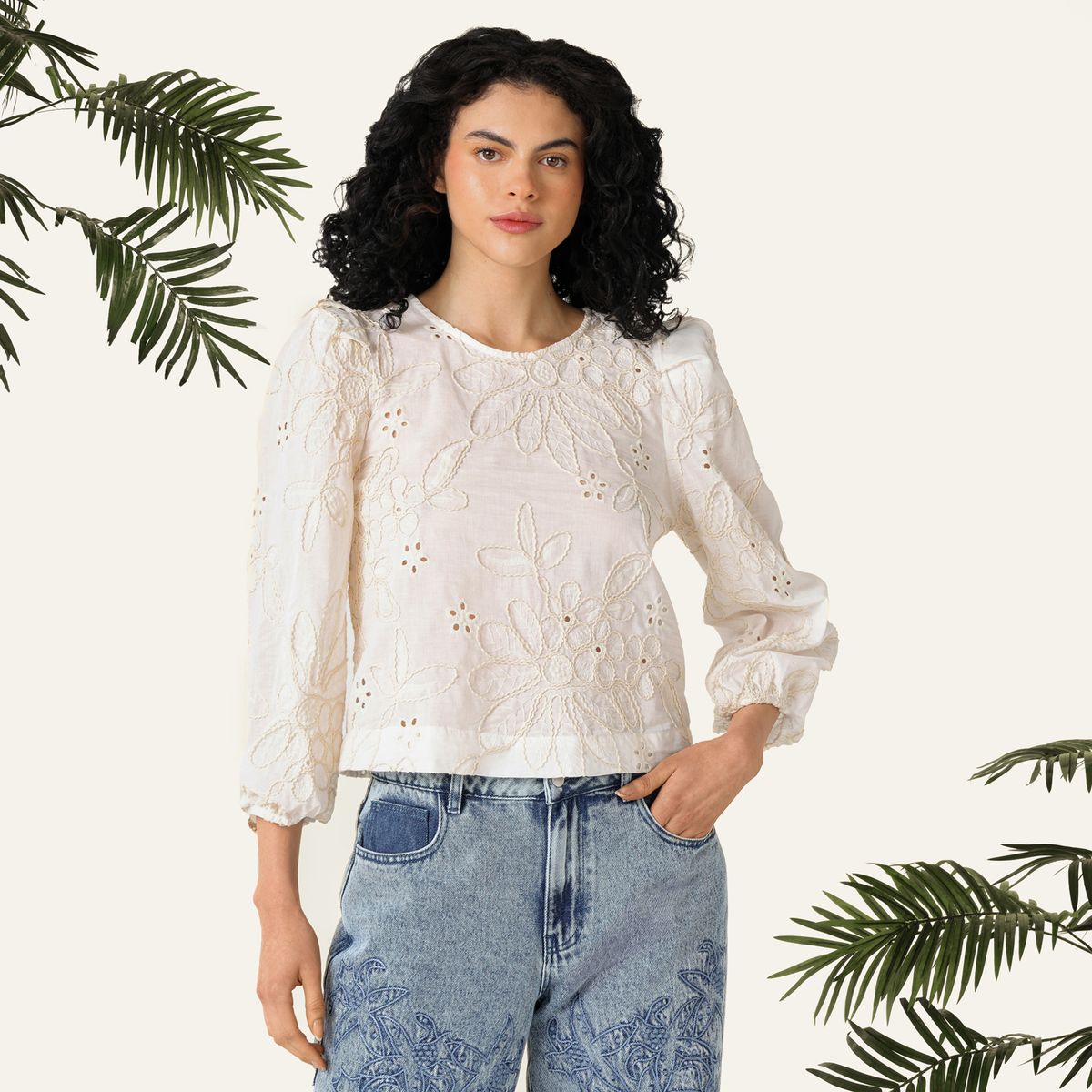 BAHIA MARIA X FALABELLA - Blusa Mujer Manga 3/4 de Algodón Bahia Maria x Falabella