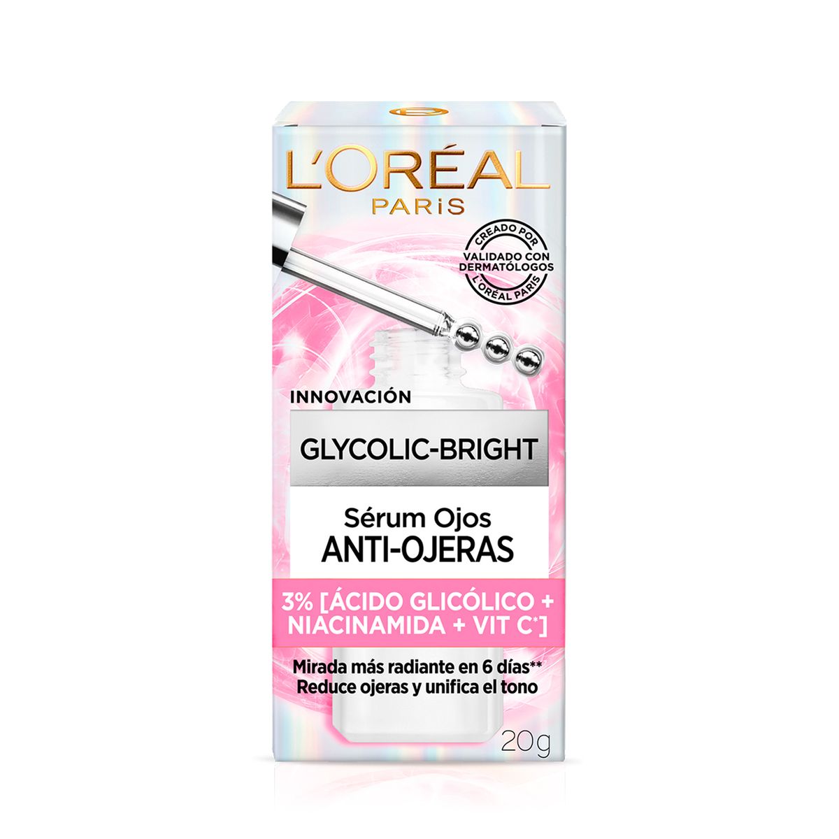 LOREAL PARIS - Contorno de ojos Glycolic Bright Eye Serum Loreal Paris Para Todo tipo de piel 30 ml