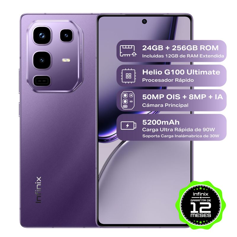 INFINIX - Celular Infinix Note 50 Pro 256GB | 12GB RAM | cámara posterior 50MP OIS|cámara frontal 32MP| Pantalla 6,7 pulgadas + Mediatek Helio G100 Ultimate