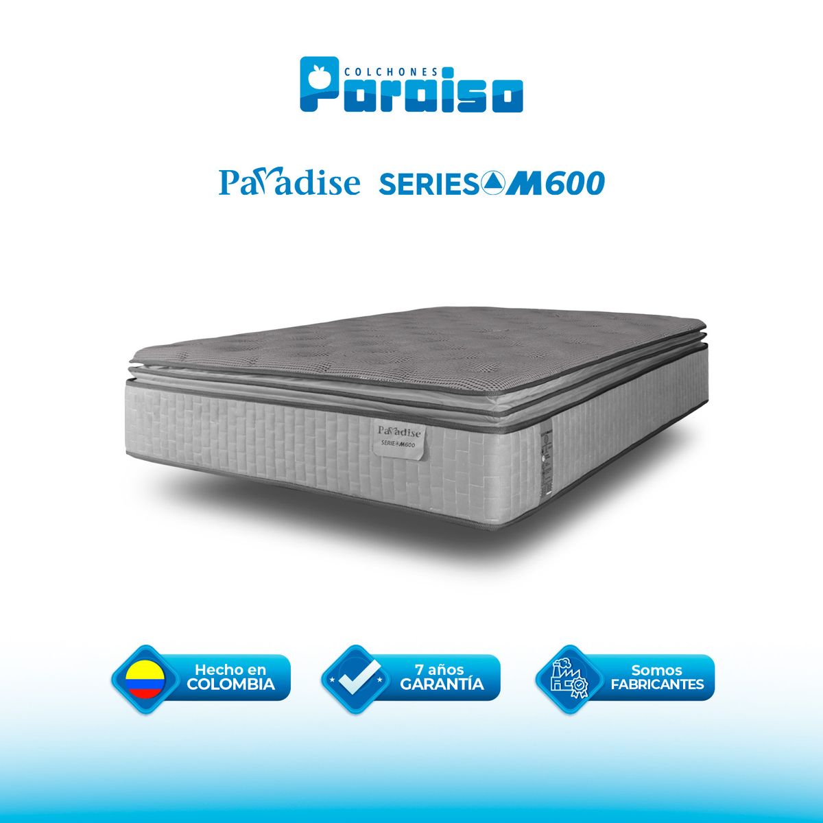 COLCHONES PARAISO - Colchón Queen Firme Ortopédico Resortado Serie M 160 x 190 cm Paraiso