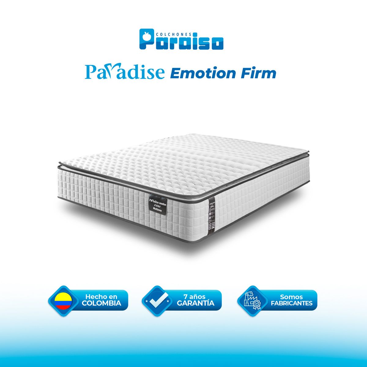 COLCHONES PARAISO - Colchón King Firme Ortopédico Resortado Ortholife 200 x 200 cm Paraiso