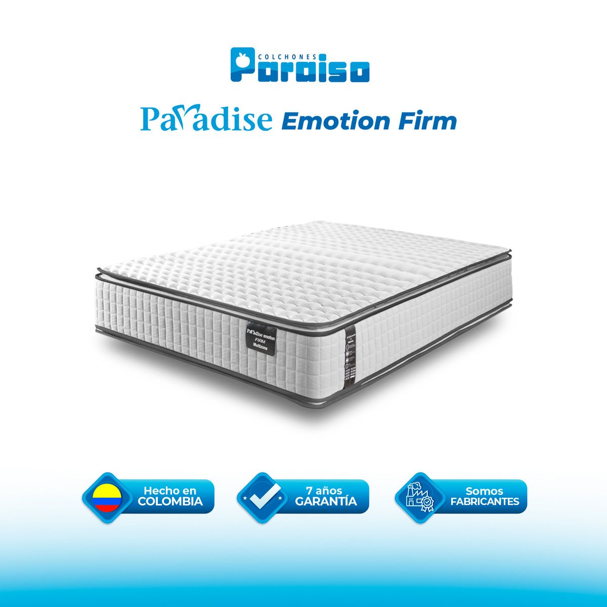 COLCHONES PARAISO - Colchón Sencillo Firme Ortopédico Resortado Ortholife 100 x 190 cm Paraiso