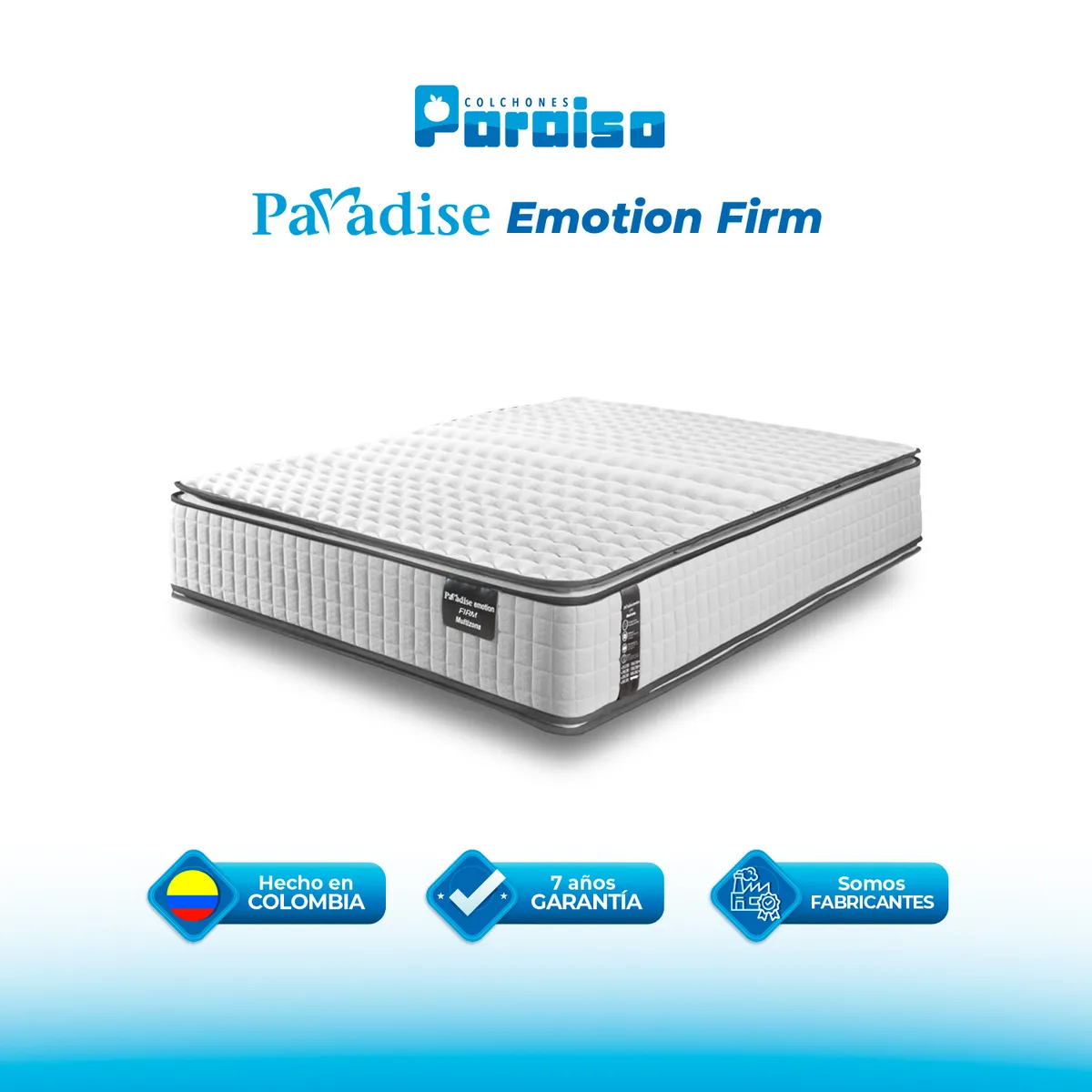 COLCHONES PARAISO - Colchón Doble Firme Ortopédico Resortado Ortholife 140 x 190 cm Paraiso