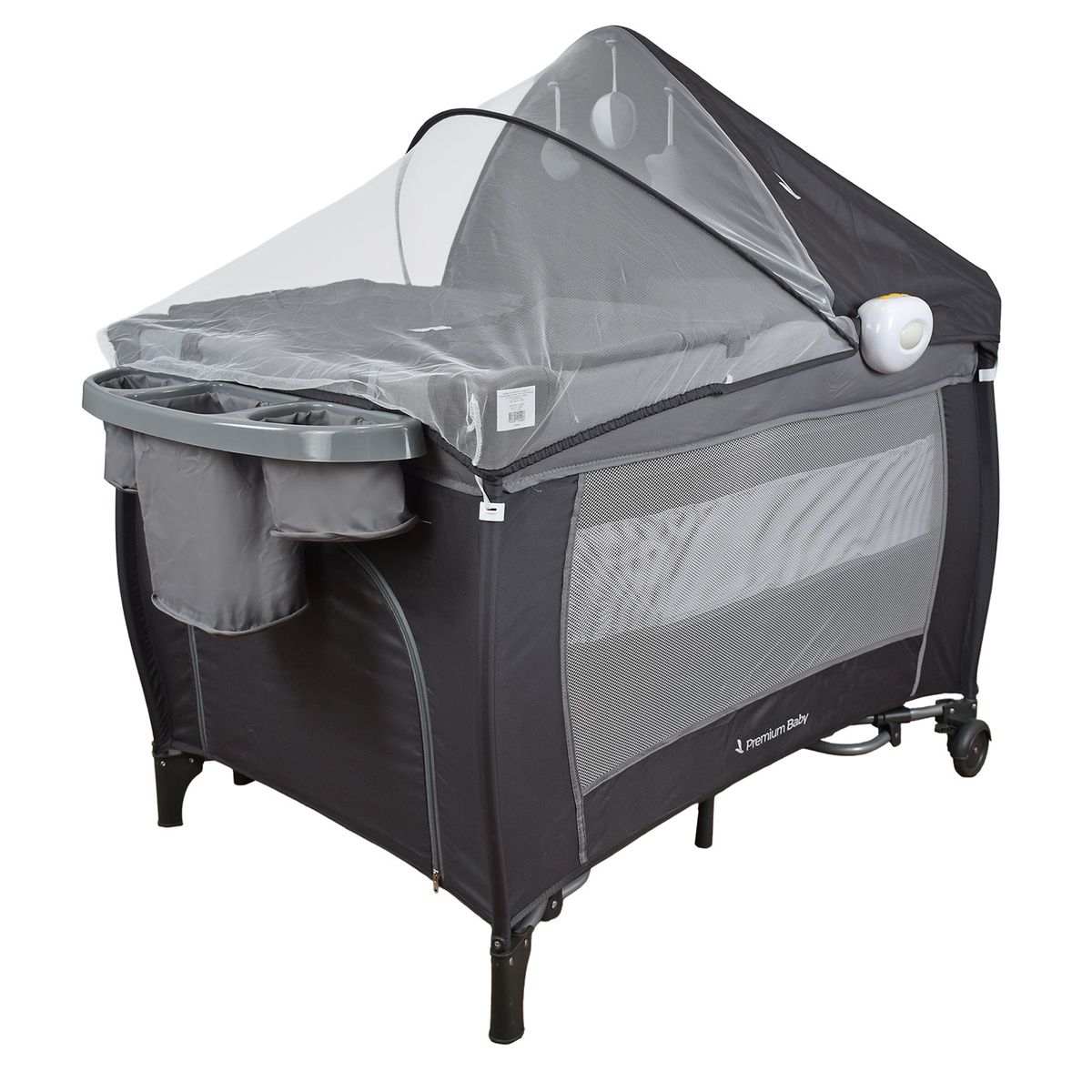 PREMIUM BABY - Corral Cuna bebé mecedora Napoles Gris Premium Baby