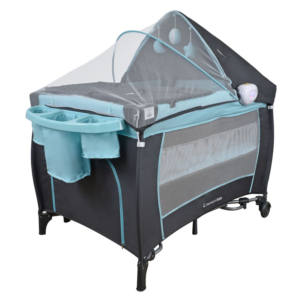 PREMIUM BABY - Corral Cuna bebé mecedora Napoles Celeste Premium Baby