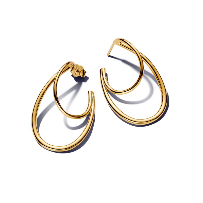 PANDORA - Aretes Pandora Aro Doble de Forma Orgánica Recubrimiento en Oro