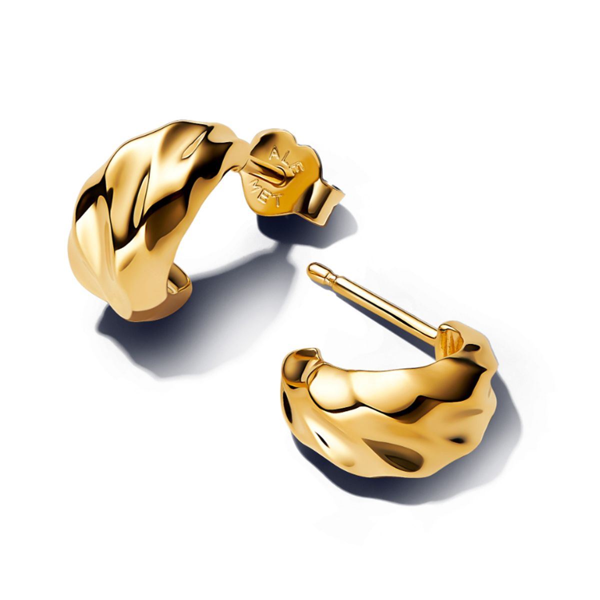 PANDORA - Aretes Pandora Aro Abiertos Ondas Recubrimiento en Oro