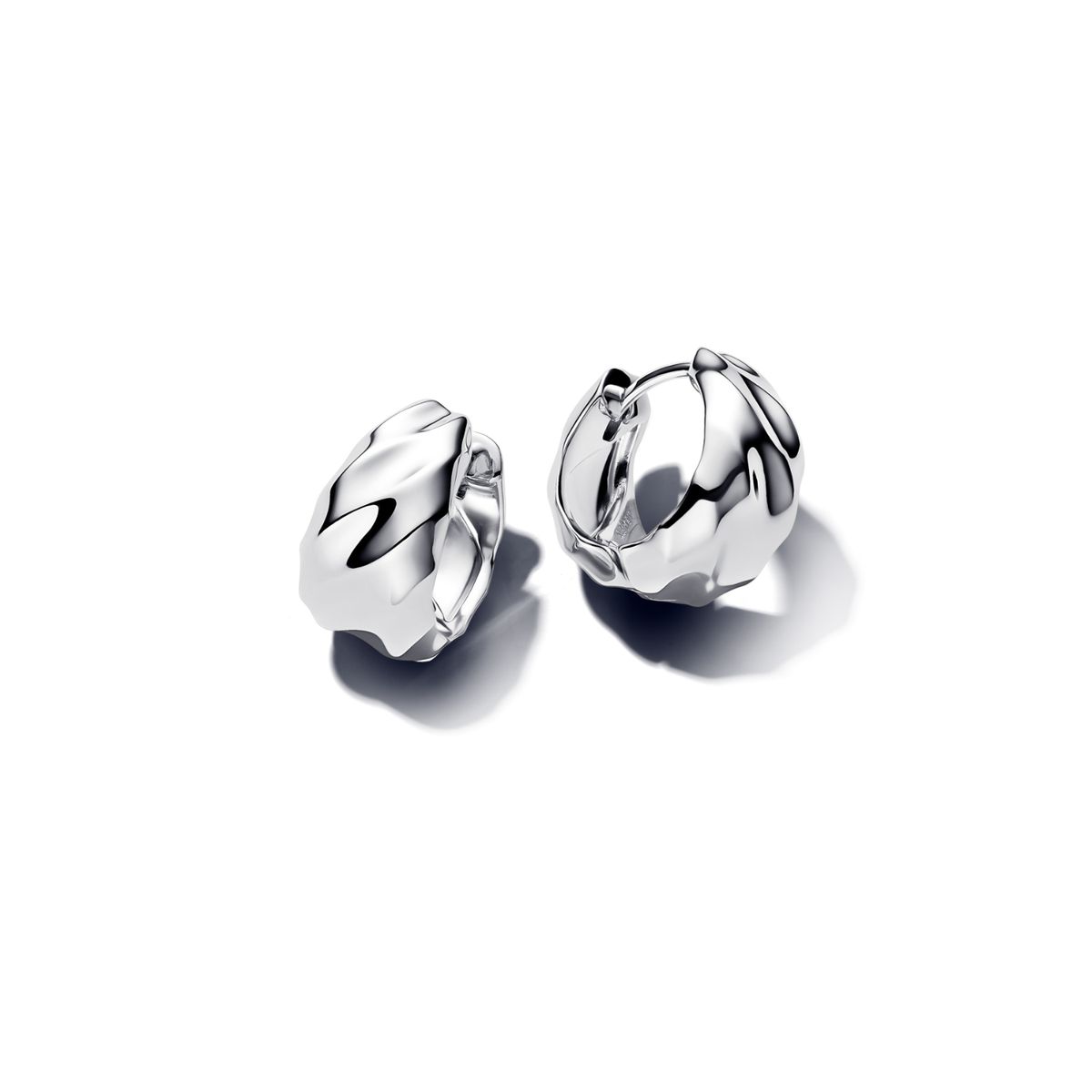 PANDORA - Aretes Pandora Aro Pequeños Ondas Plata Esterlina