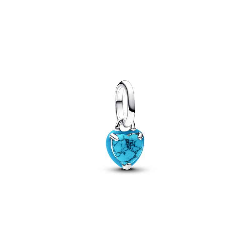 PANDORA - Charm Pandora Mini Colgante Corazón Color Turquesa Plata Esterlina