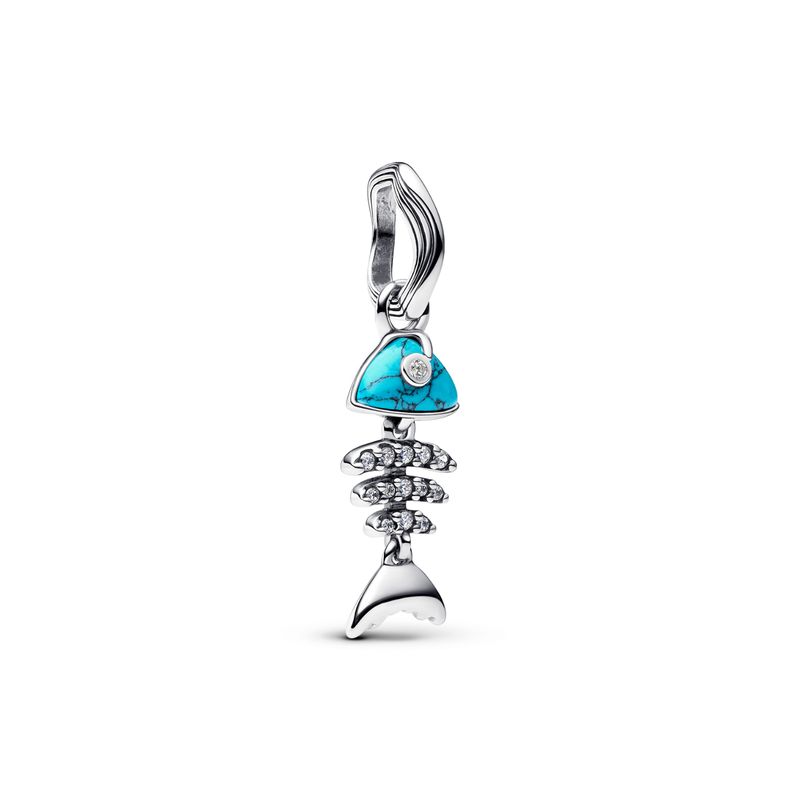 PANDORA - Charm Pandora Colgante Espina Pescado Turquesa Plata Esterlina