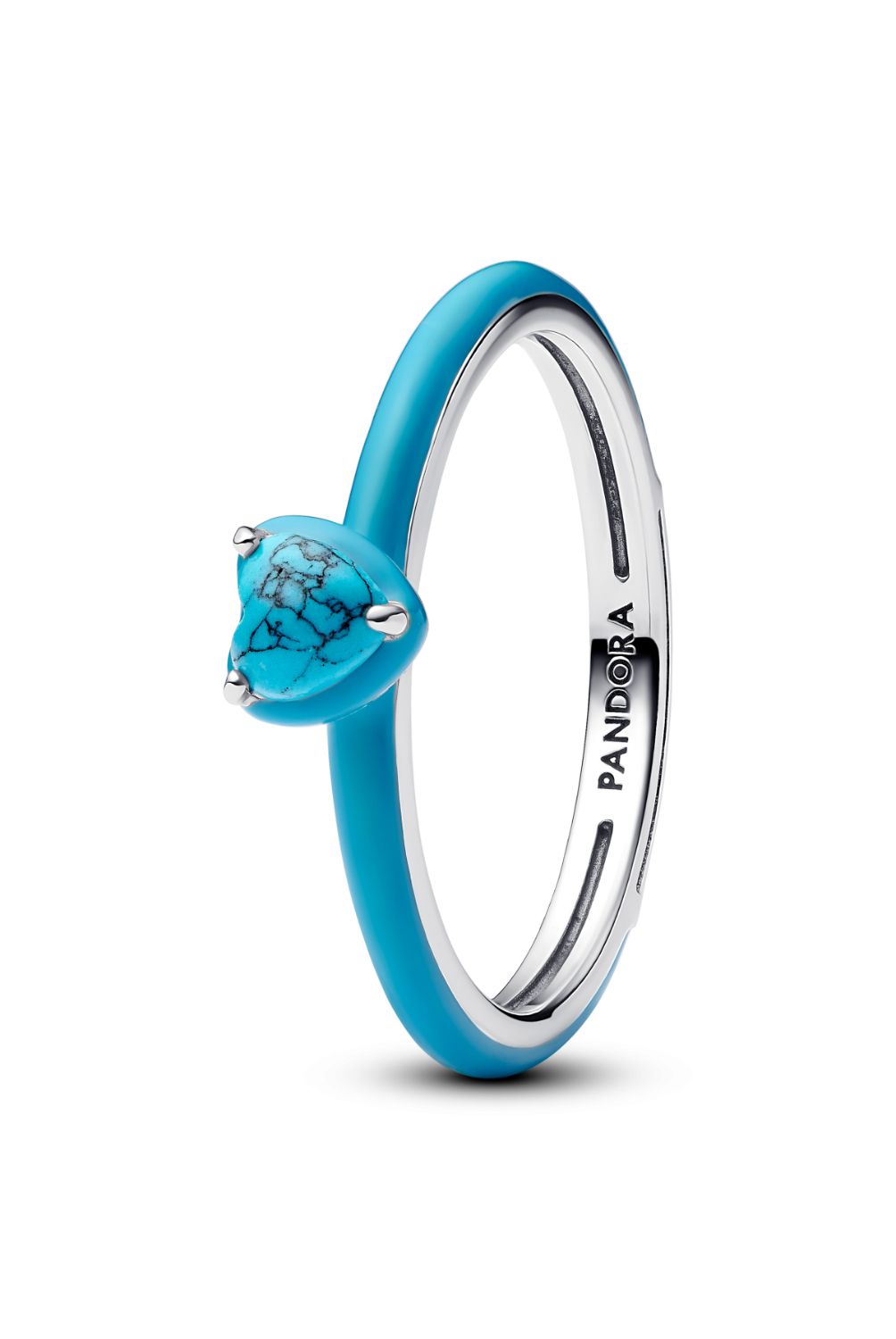 PANDORA - Anillo Pandora Gema Corazón Turquesa Plata Esterlina