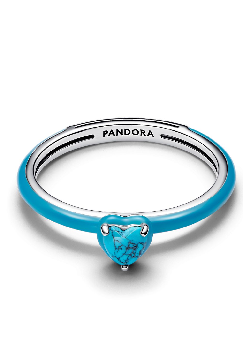 PANDORA - Anillo Pandora Gema Corazón Turquesa Plata Esterlina