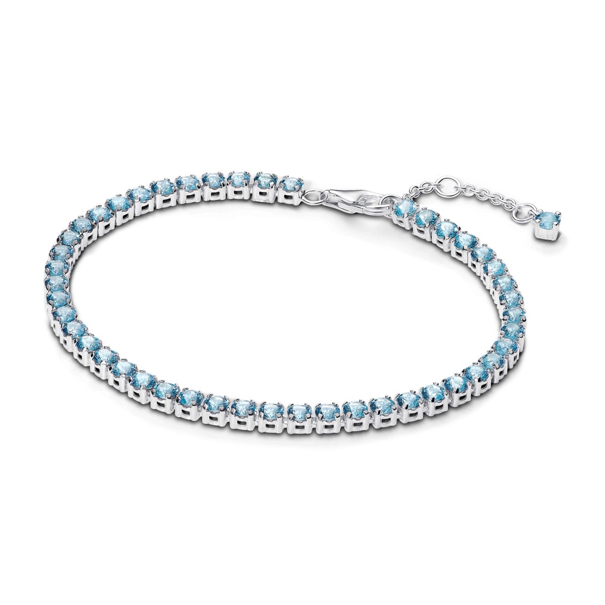 PANDORA - Brazalete Pandora Tenis Azul Claro Brillante Plata Esterlina