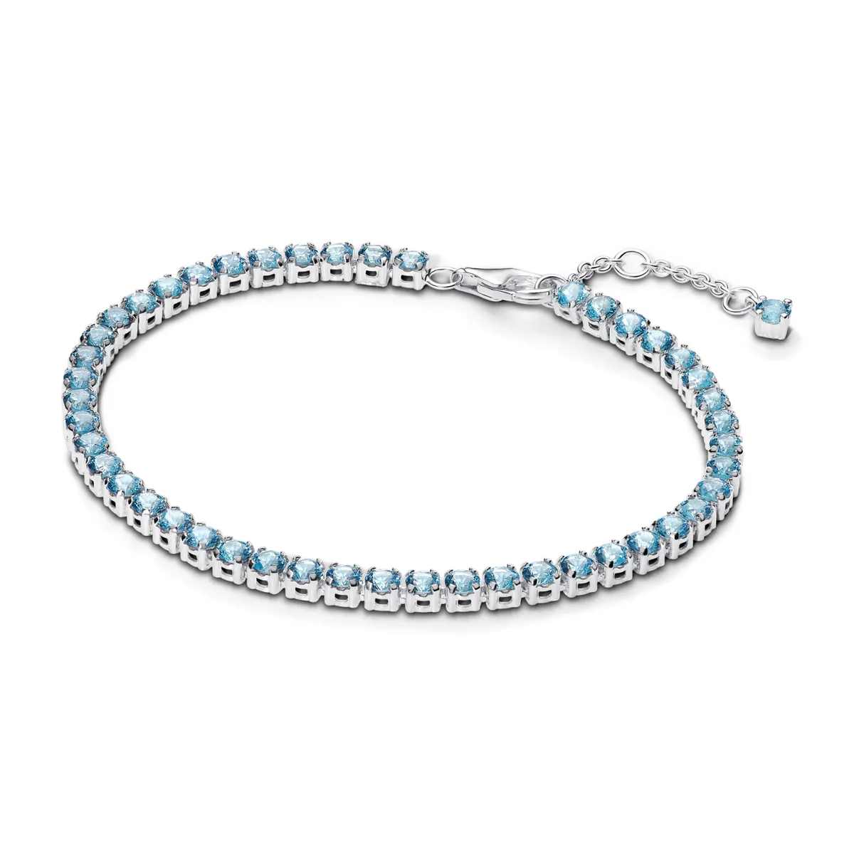 PANDORA - Brazalete Pandora Tenis Azul Claro Brillante Plata Esterlina