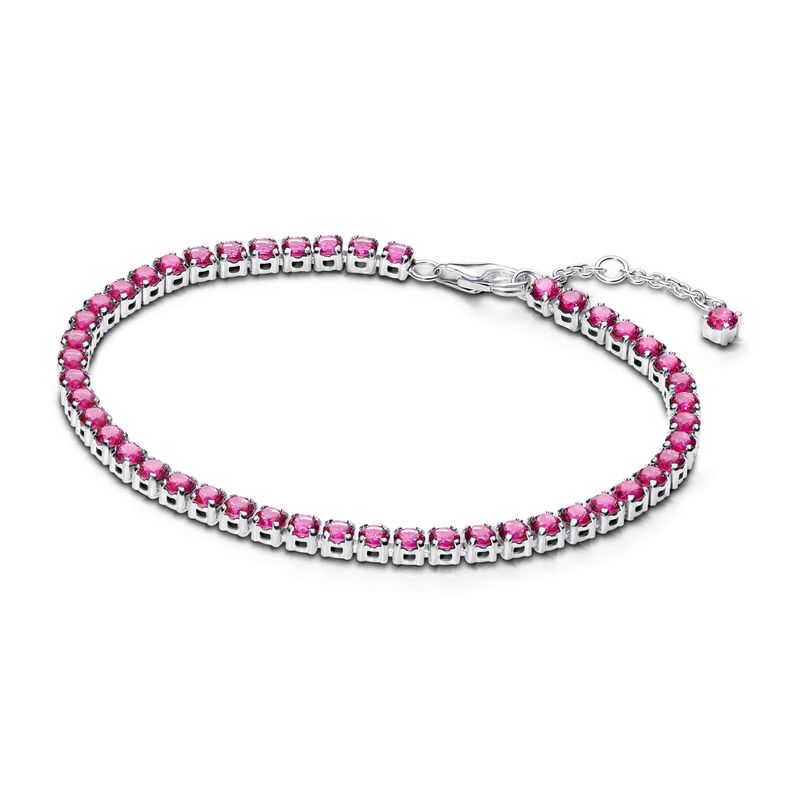PANDORA - Brazalete Pandora Tenis Rosa Brillante Plata Esterlina