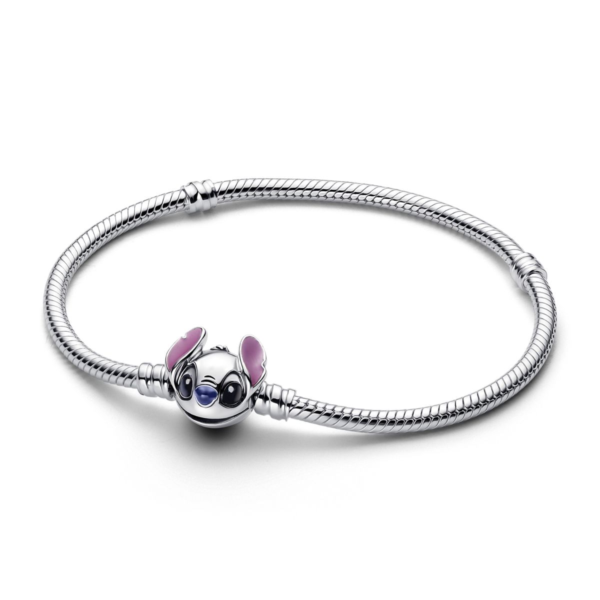 PANDORA - Brazalete Pandora Cadena de Serpiente Stitch de Disney Plata Esterlina