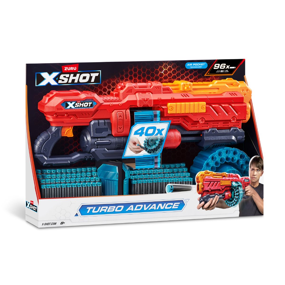  - Lanzadardos Xshot Turbo Advance Rojo Con 96 Dardos