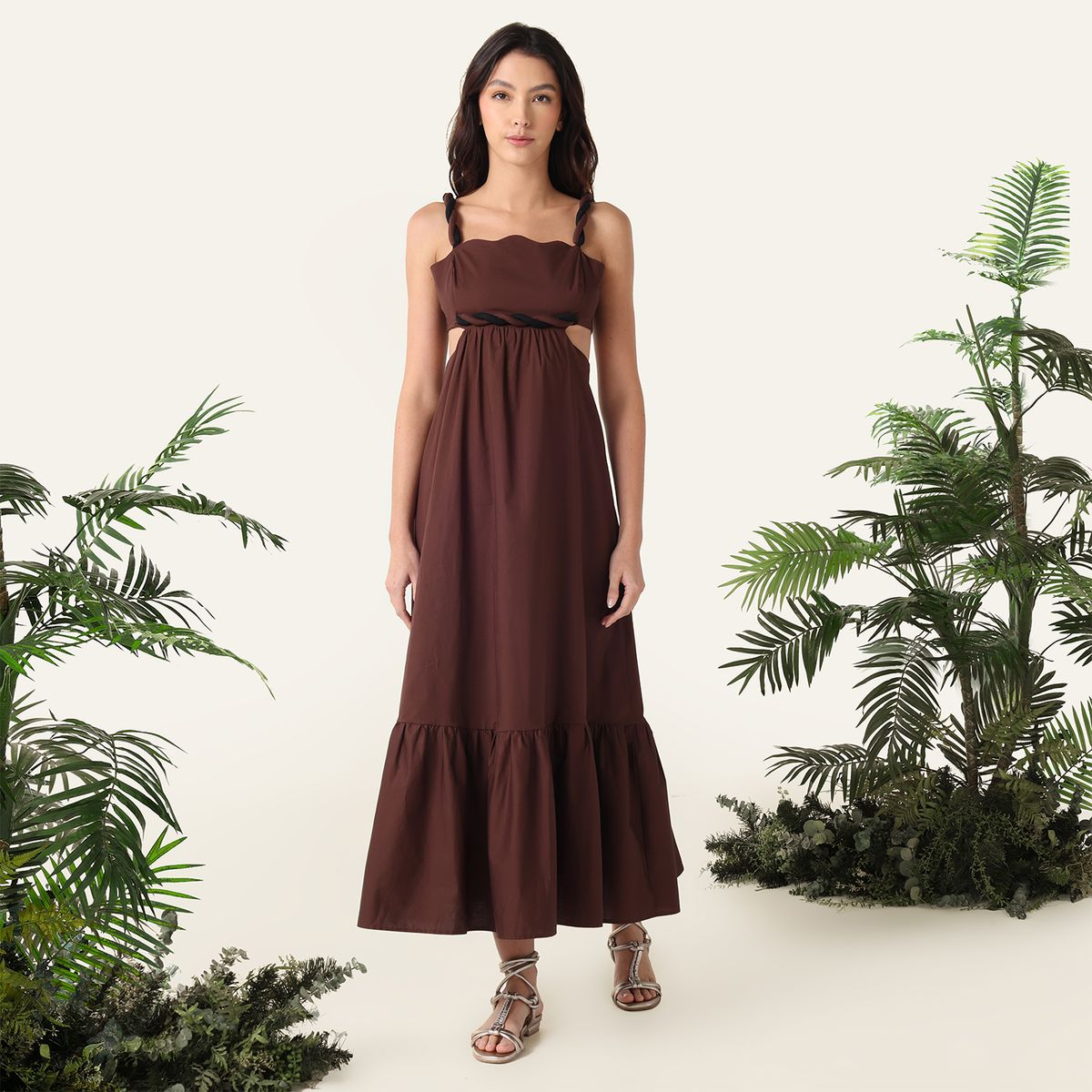 BAHIA MARIA X FALABELLA - Sandalias planas en cuero Mujer Bahía María X Falabella Doradas