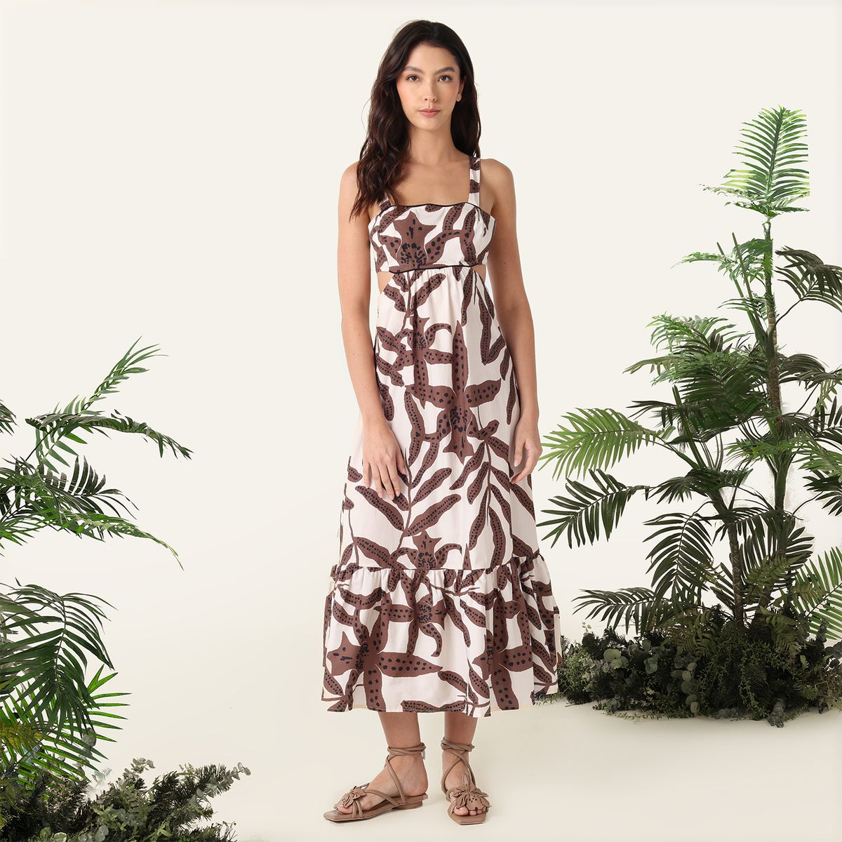 BAHIA MARIA X FALABELLA - Sandalias planas en cuero Mujer Bahía María X Falabella Cafés