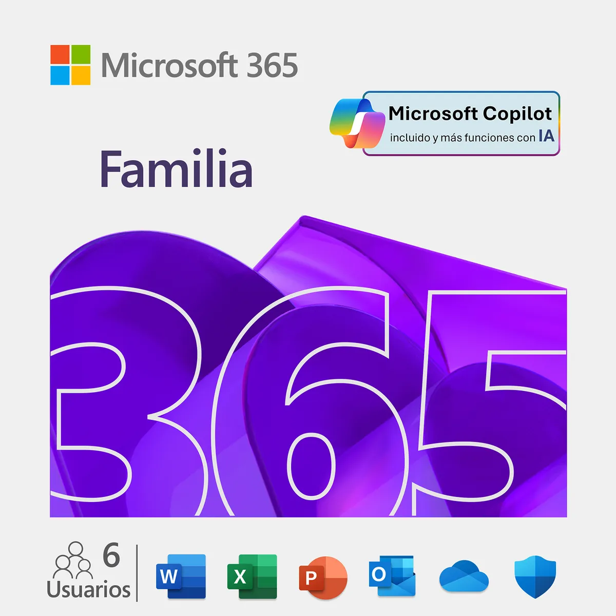 MICROSOFT - Microsoft 365 Familia | Suscripción de 12 meses, hasta 6 personas | Aplicaciones de Office Prémium | 1 TB de Almacenamiento en la Nube por Persona | Licencia Digital