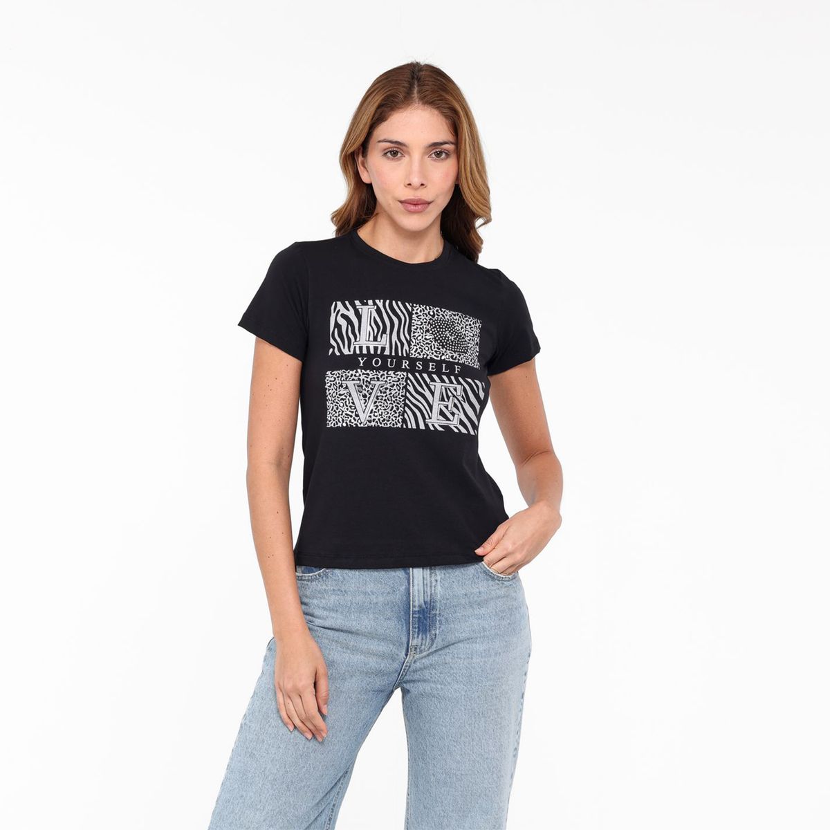 MOSSIMO - Camiseta Mujer con Estampado Manga corta de Algodón Mossimo