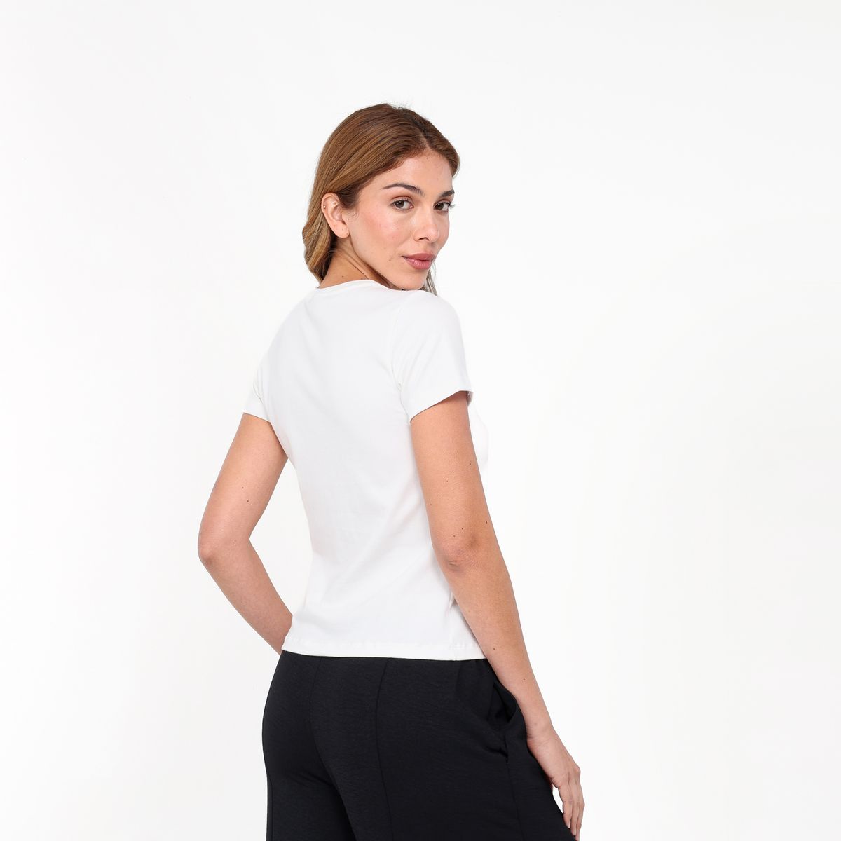 MOSSIMO - Camiseta Mujer con Estampado Manga corta de Algodón Mossimo