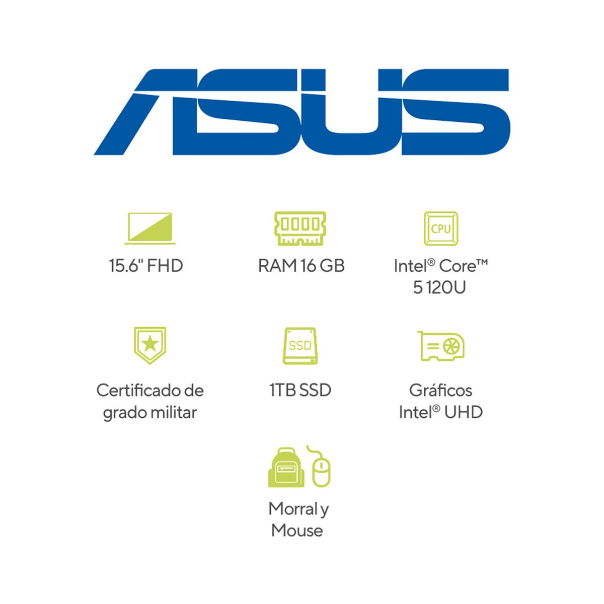 ASUS - Portátil ASUS Vivobook 15 | Intel Core 5 | 16 GB de RAM | 1TB SSD de almacenamiento | Windows 11 |15.6 Pulgadas | X1504VA-NJ3119W |  Computador portátil | Incluye maleta y mouse