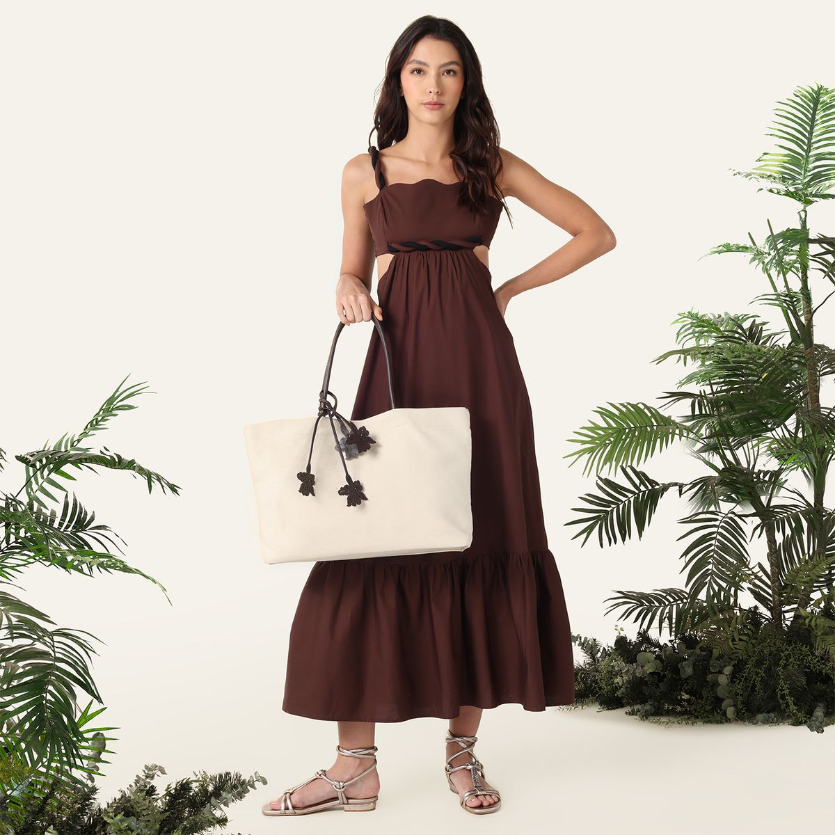 BAHIA MARIA X FALABELLA - Bolso Playero Cafe Chocolate Bahia Maria x Falabella 