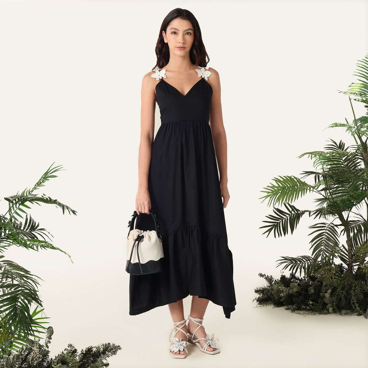 BAHIA MARIA X FALABELLA - Bolso Flor Negro Bahia Maria x Falabella Crossbody 