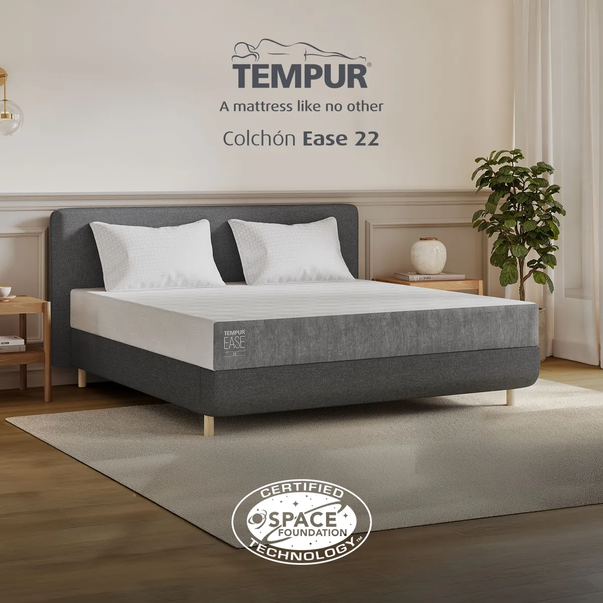 TEMPUR - Colchón Sencillo Firme Ortopédico Resortado EASE 22 Hybrid 100 x 200 x 22 cm Colchones Tempur