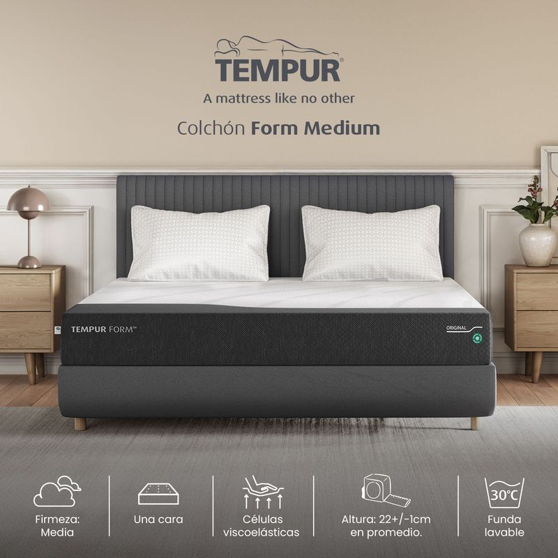 TEMPUR - Colchón Doble Firmeza Media Ortopédico Resortado From Medium 140 x 190 x 36 cm Colchones Tempur