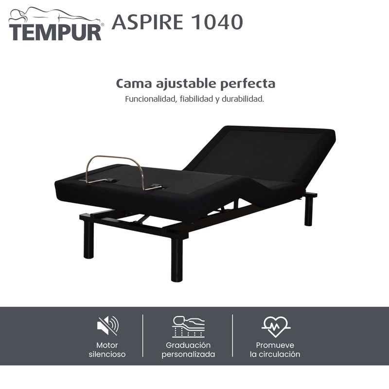TEMPUR - Cama Eléctrica Semidoble Sin Colchón Aspire 160 x 190 cm Colchones Tempur