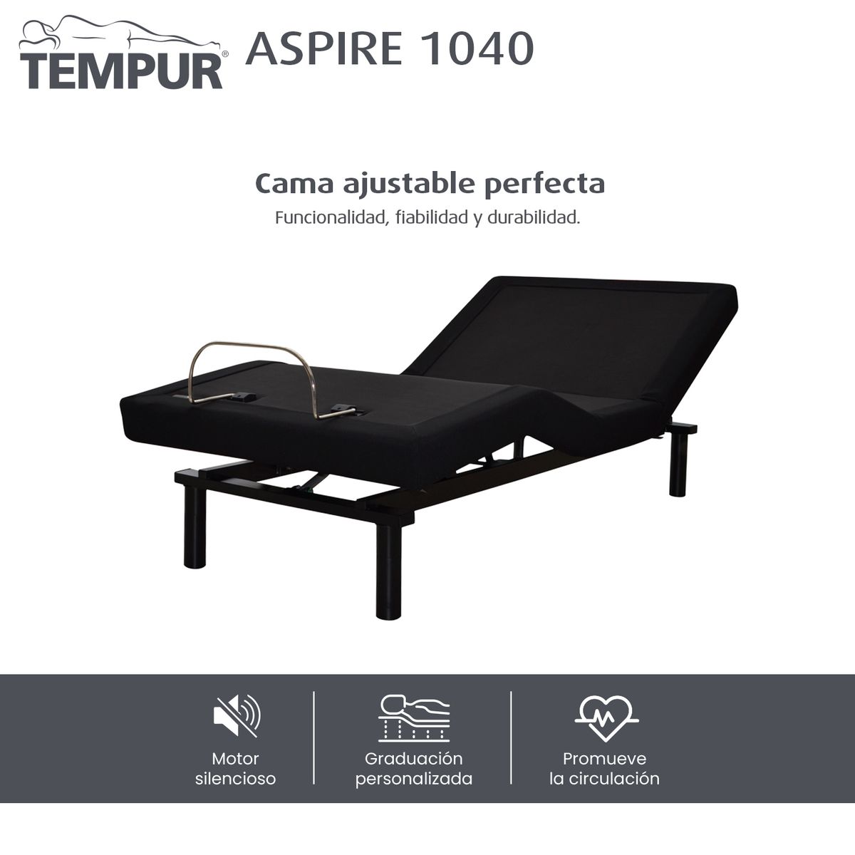 TEMPUR - Cama Eléctrica Doble Sin Colchón Aspire 140 x 190 cm Colchones Tempur