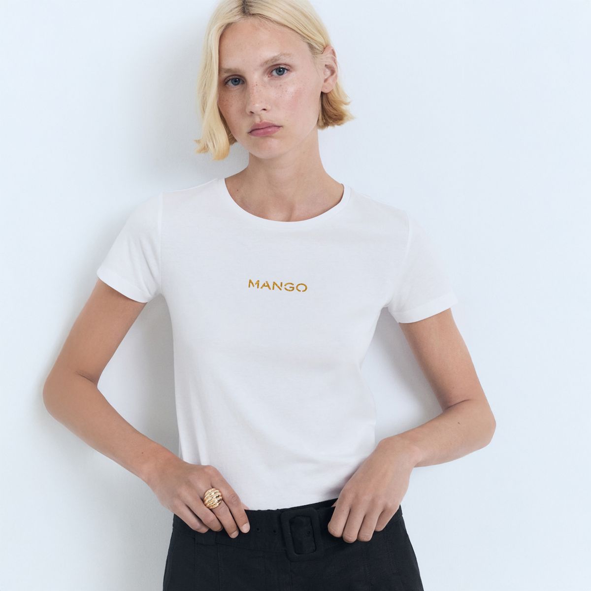 MANGO - Camiseta Mujer con Estampado Manga corta MANGO