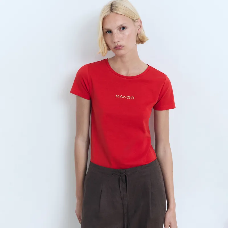 MANGO - Camiseta Mujer con Estampado Manga corta MANGO