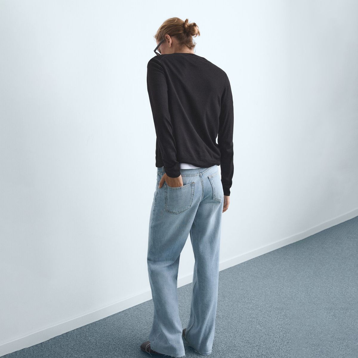 MANGO - Jean Wide leg Mujer Tiro alto de Algodón MANGO