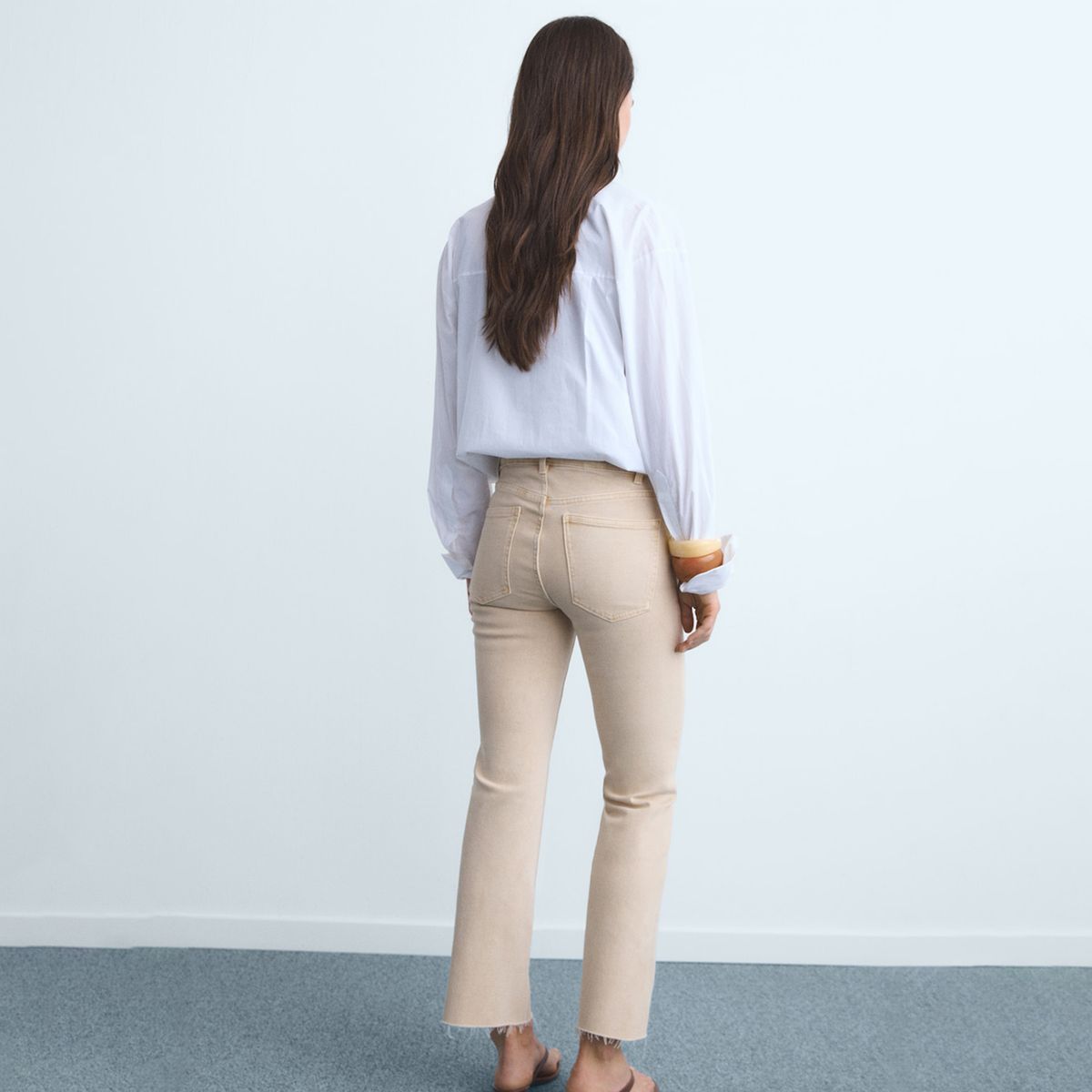 MANGO - Jean Flare Mujer Tiro medio de Algodón MANGO