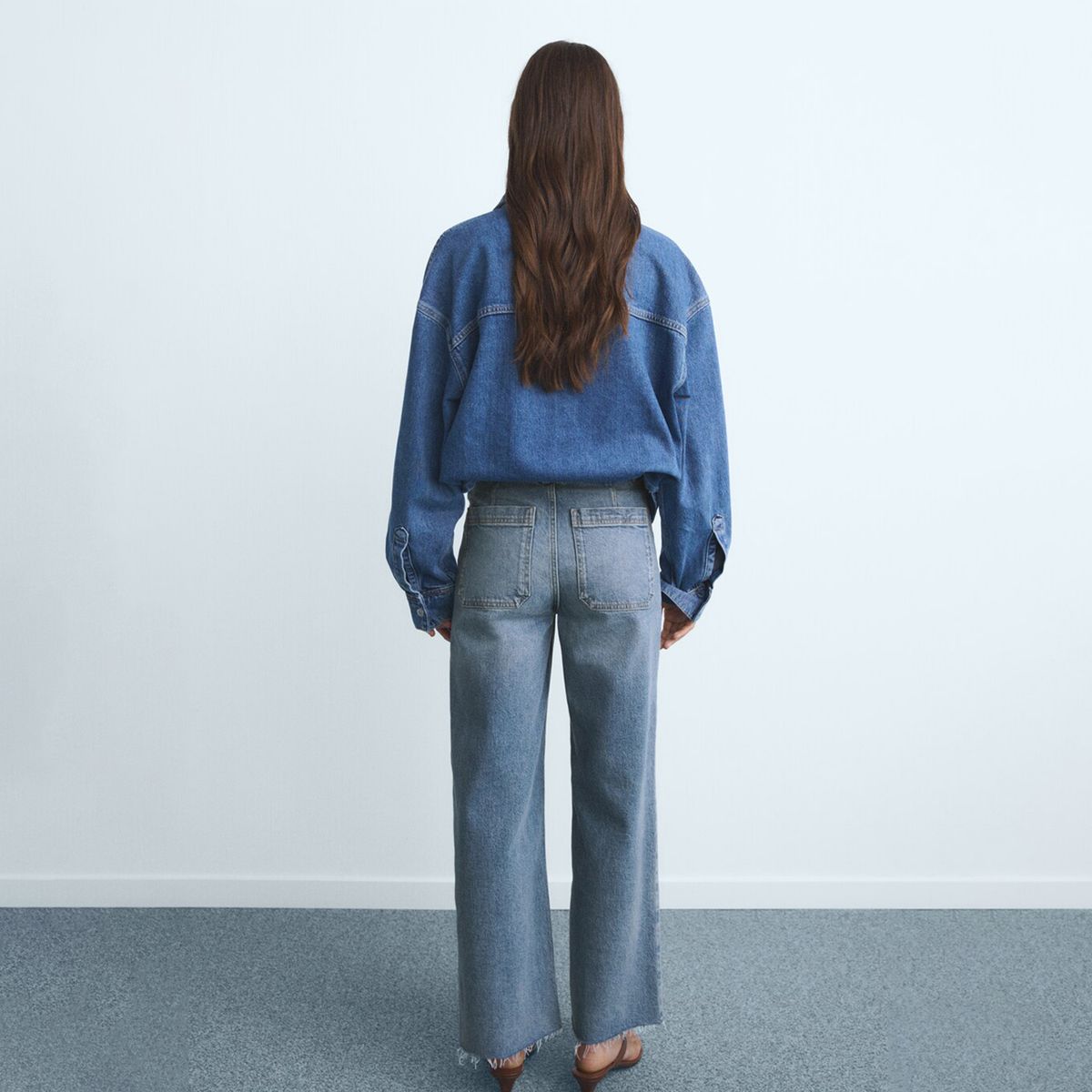 MANGO - Jean Culotte Mujer Tiro alto de Algodón MANGO