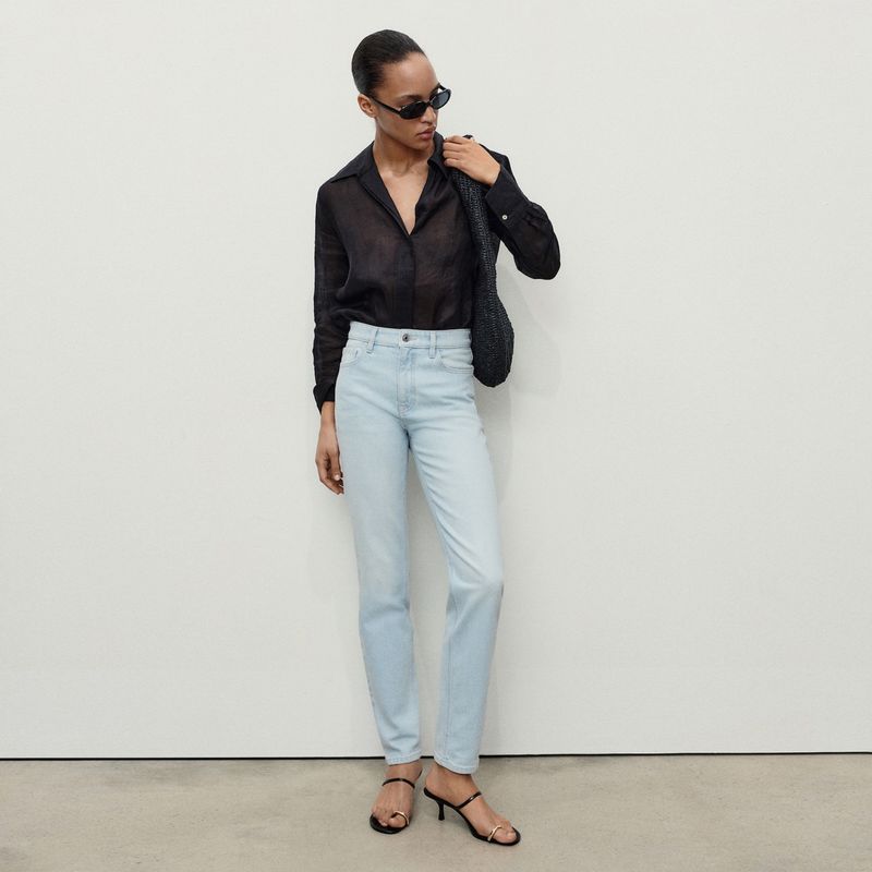 MANGO - Jean Recto Mujer Tiro alto Mango