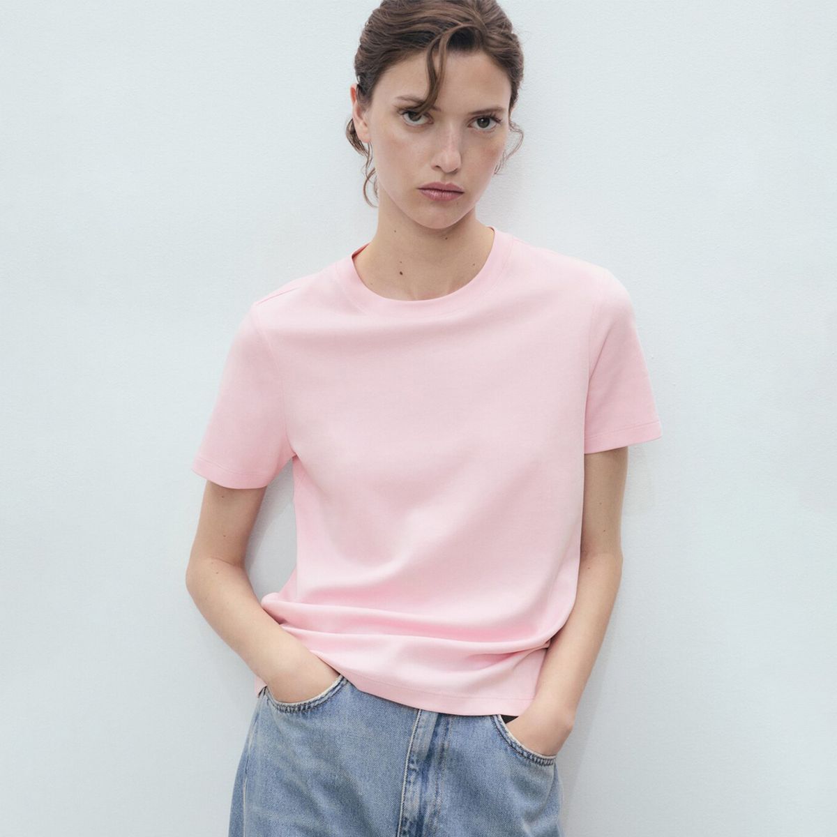 MANGO - Camiseta Mujer Manga corta de Algodón MANGO